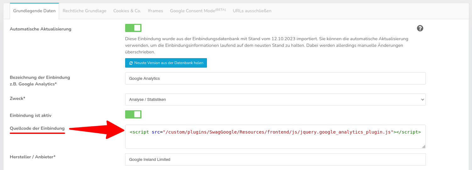 Shopware 5 - CCM19 Cookie Consent Manager Documentation